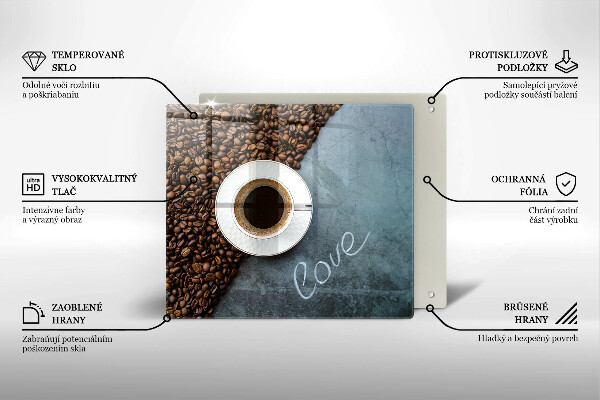 Sklo za varnou desku Kávová zrna a šálek