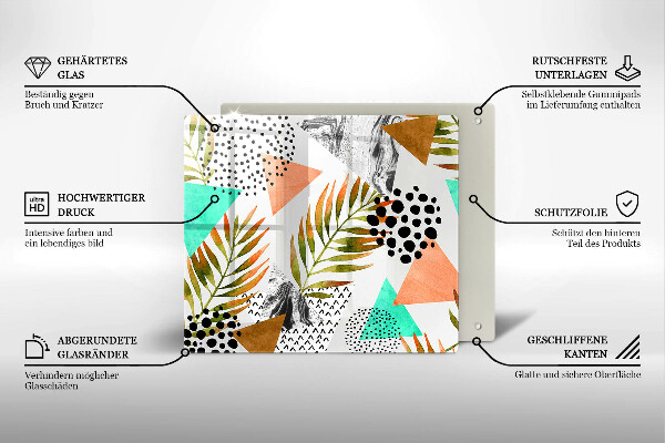 Sklo za varnou desku Boho listy vzor