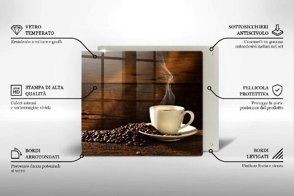 Sklo za varnou desku Dřevěný hrnek na kávu