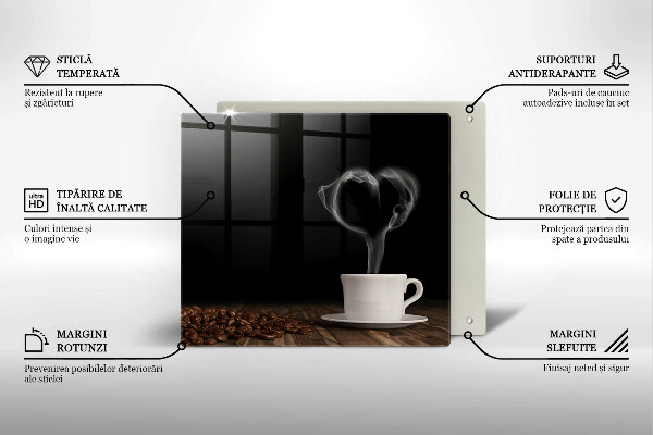 Sklo za varnou desku Srdce šálku kávy