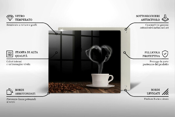 Sklo za varnou desku Srdce šálku kávy