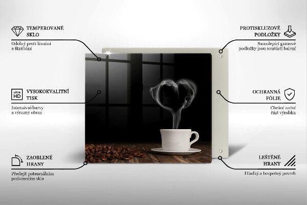 Sklo za varnou desku Srdce šálku kávy