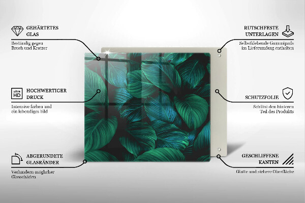 Sklo za varnou desku Listy džungle