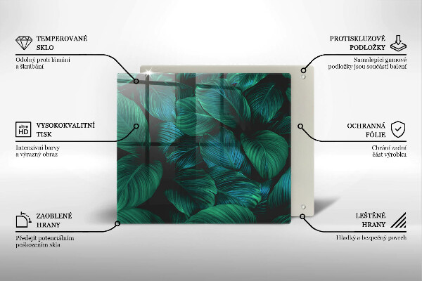 Sklo za varnou desku Listy džungle