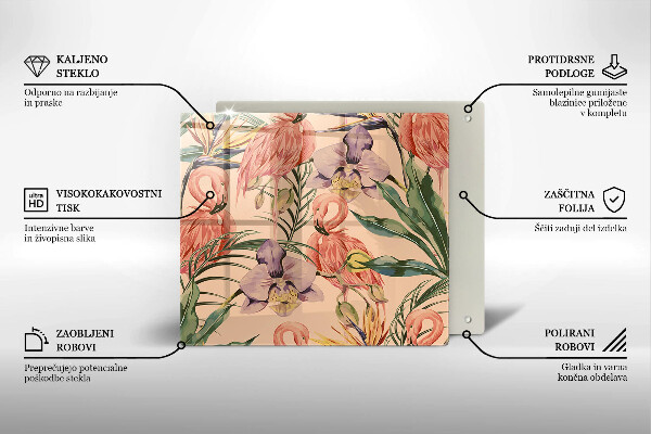 Sklo za varnou desku Plameňáci ilustrace