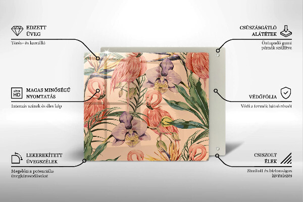 Sklo za varnou desku Plameňáci ilustrace