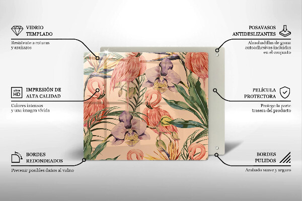 Sklo za varnou desku Plameňáci ilustrace