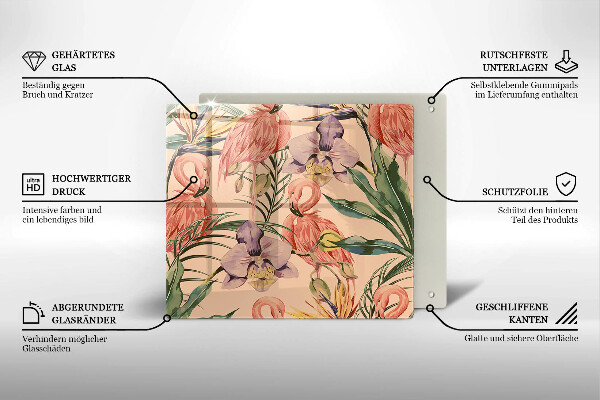 Sklo za varnou desku Plameňáci ilustrace