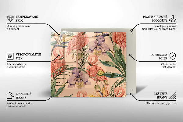 Sklo za varnou desku Plameňáci ilustrace