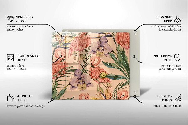 Sklo za varnou desku Plameňáci ilustrace