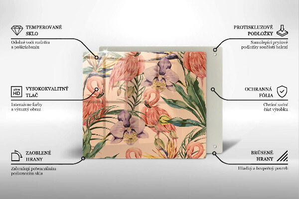 Sklo za varnou desku Plameňáci ilustrace