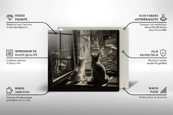 Sklo za varnou desku Kočičí město a okno