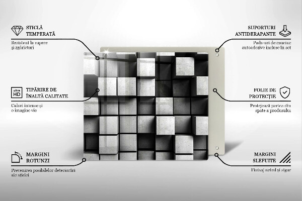Sklo za varnou desku Abstraktní 3d čtverce