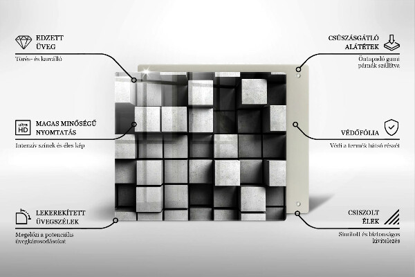 Sklo za varnou desku Abstraktní 3d čtverce