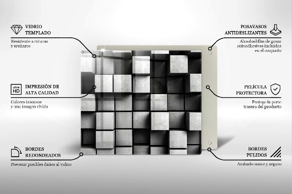 Sklo za varnou desku Abstraktní 3d čtverce