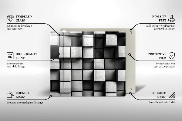 Sklo za varnou desku Abstraktní 3d čtverce