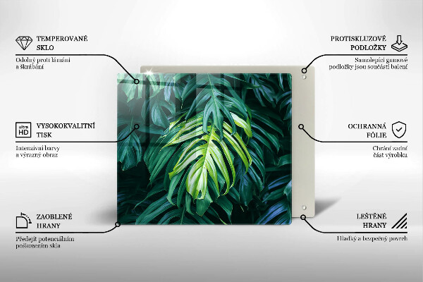 Sklo za varnou desku Divoké monstera listy