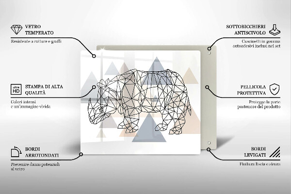 Sklo za varnou desku Čárová grafika nosorožce