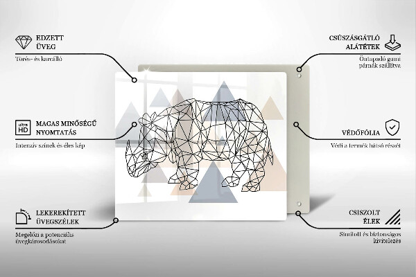 Sklo za varnou desku Čárová grafika nosorožce