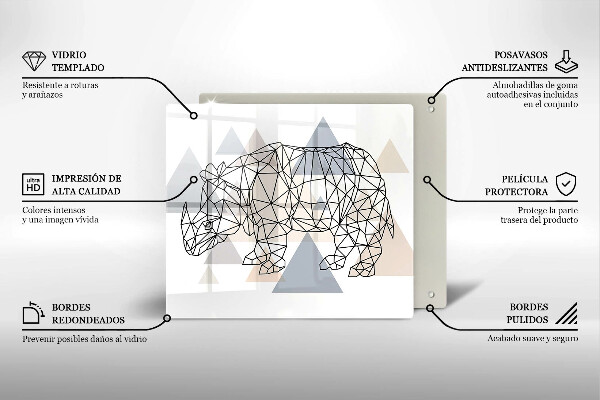 Sklo za varnou desku Čárová grafika nosorožce
