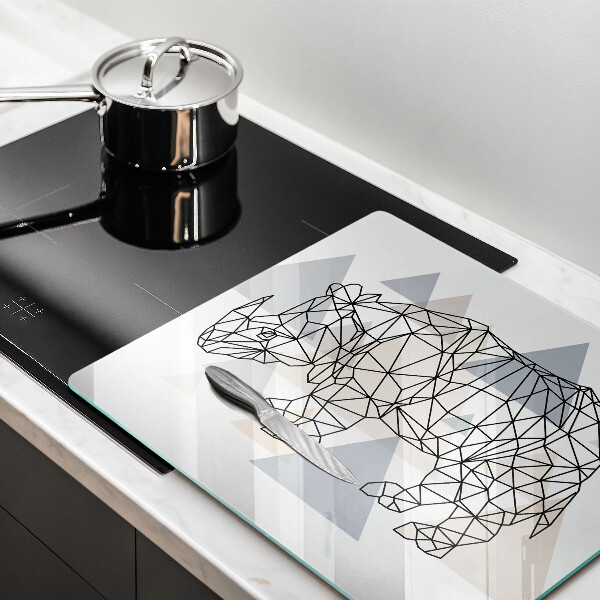 Sklo za varnou desku Čárová grafika nosorožce