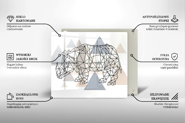 Sklo za varnou desku Čárová grafika nosorožce