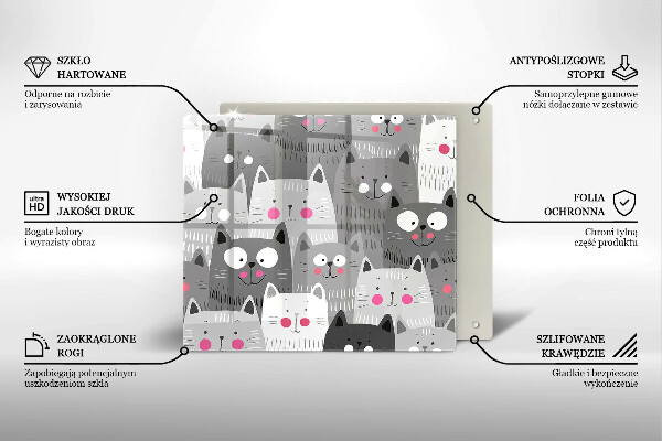 Sklo za varnou desku Ilustrace kočky