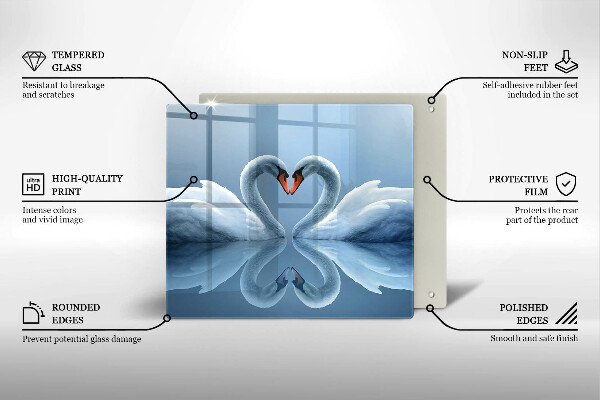 Sklo za varnou desku Dvě labutí srdce