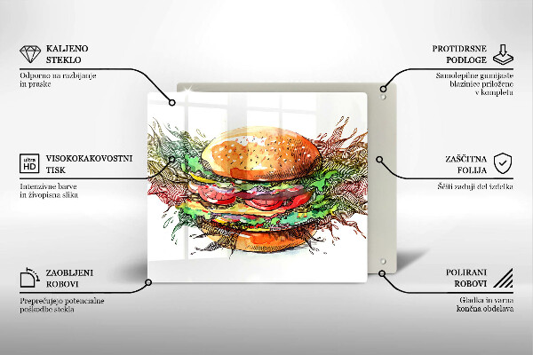 Sklo za varnou desku Kresba hamburgeru