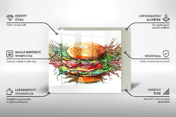 Sklo za varnou desku Kresba hamburgeru