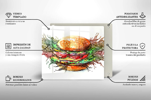 Sklo za varnou desku Kresba hamburgeru