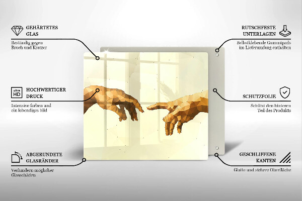 Sklo za varnou desku Stvoření adamových rukou