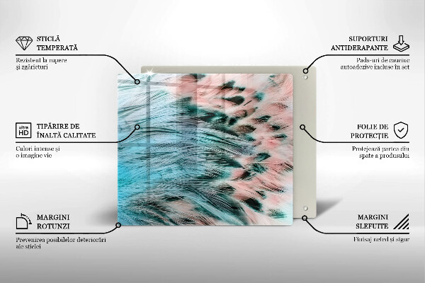 Sklo za varnou desku Boho ptačí peří