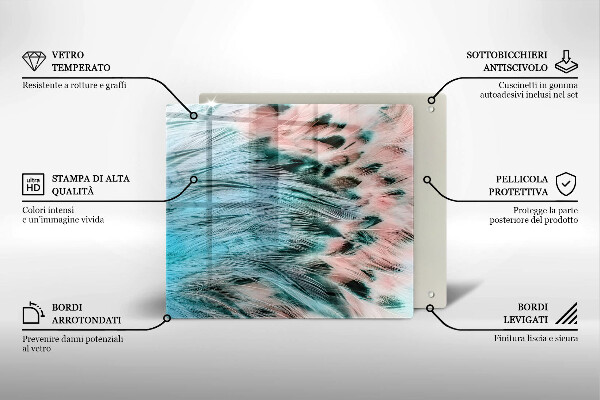 Sklo za varnou desku Boho ptačí peří