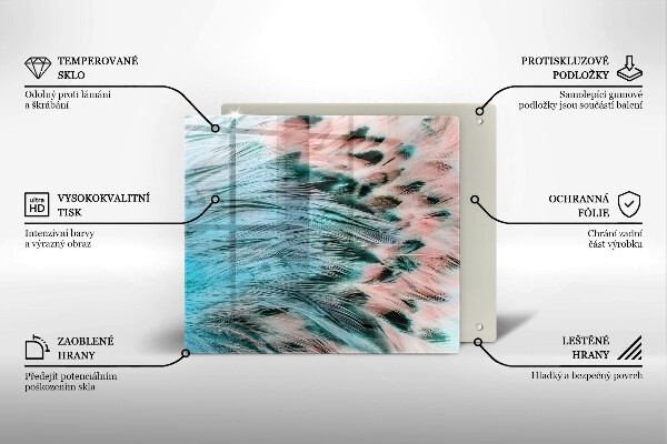 Sklo za varnou desku Boho ptačí peří