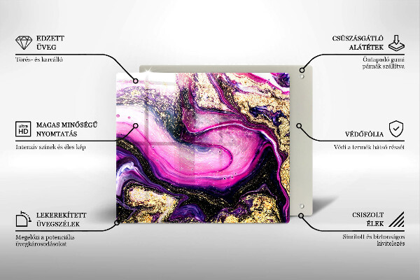 Sklo za varnou desku Abstraktní design zlaté