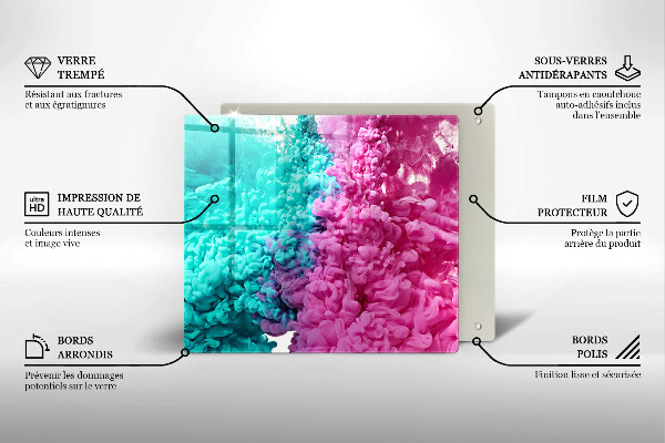 Sklo za varnou desku Tyrkysově růžový kouř