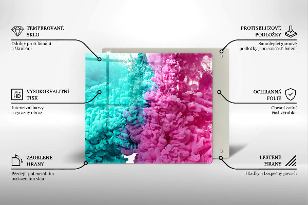 Sklo za varnou desku Tyrkysově růžový kouř