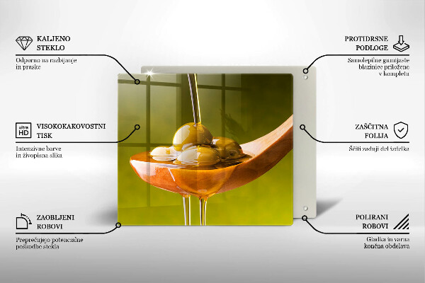 Sklo za varnou desku Olivový olej a olivy