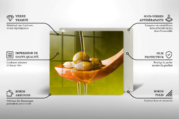 Sklo za varnou desku Olivový olej a olivy