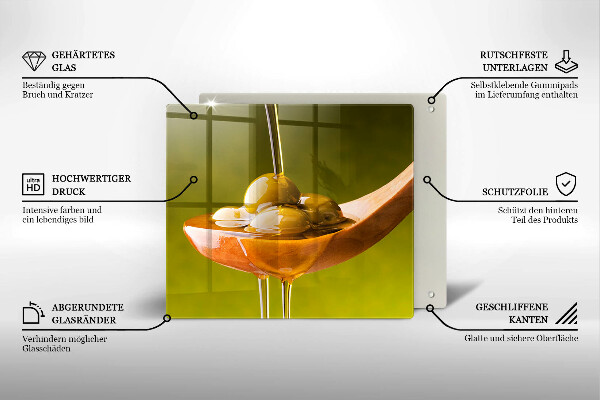 Sklo za varnou desku Olivový olej a olivy