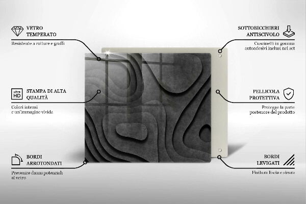 Sklo za varnou desku 3d tvary kamenů