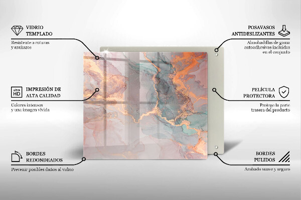 Sklo za varnou desku Mramor se zlatem