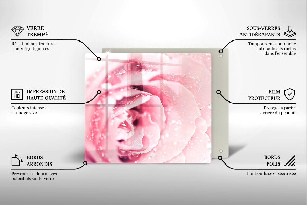 Sklo za varnou desku Kapky rosy a květ růže
