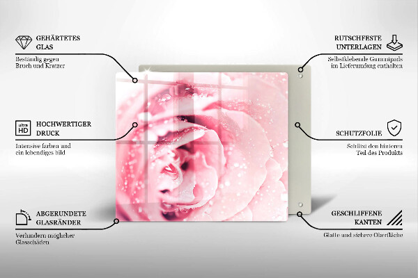 Sklo za varnou desku Kapky rosy a květ růže