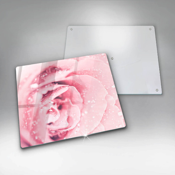 Sklo za varnou desku Kapky rosy a květ růže