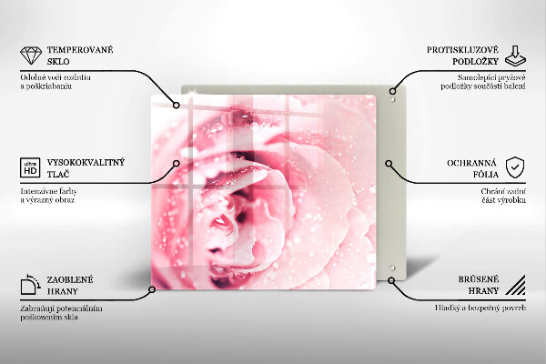 Sklo za varnou desku Kapky rosy a květ růže