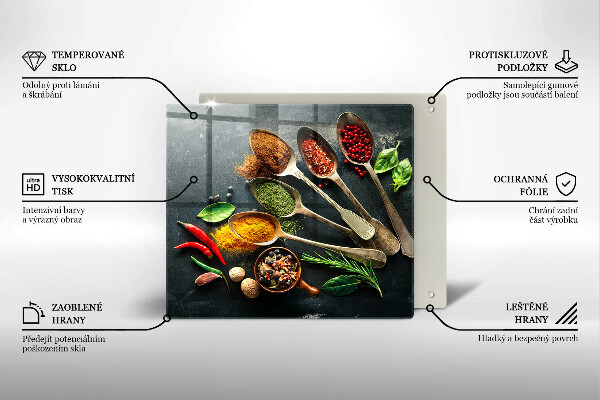 Sklo za varnou desku Kuchyňské lžíce koření