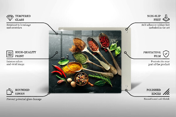 Sklo za varnou desku Kuchyňské lžíce koření