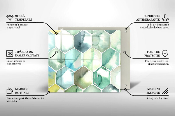 Sklo za varnou desku Akvarel šestiúhelníky